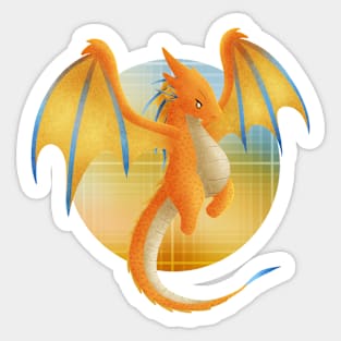 Kawaii Wyvern Dragon - With Background Sticker